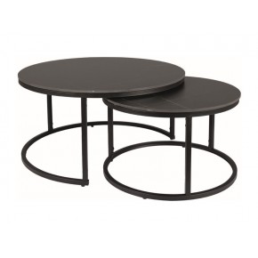 Комплект SIGNAL FERRANTE D (2 стола журнальных) черный мрамор/черный мат